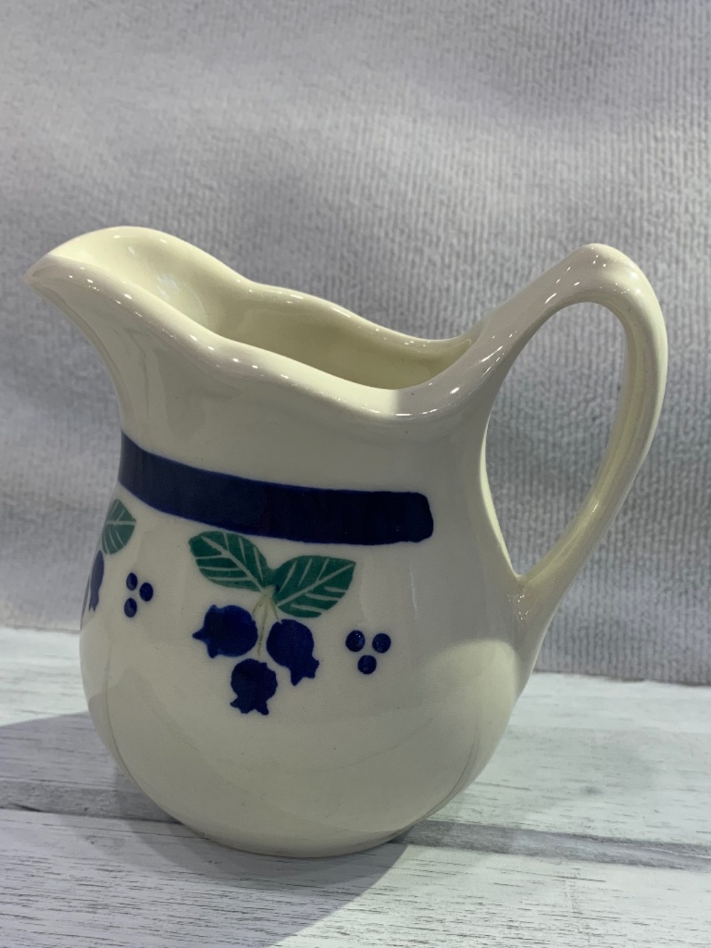 Handcrafted Studio Pottery Blueberry Creamer Pitcher Cottage Farmhouse Decor